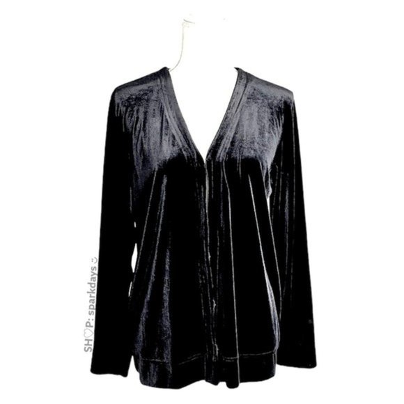 Vintage Villager A Liz Claiborne Velvet Long sleeve open front Cardigan M - Picture 10 of 10
